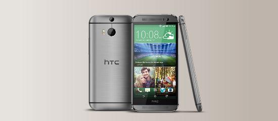 The HTC M8 in silver