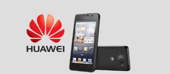 Huawei's logo with a picture of the Ascend G510 in black