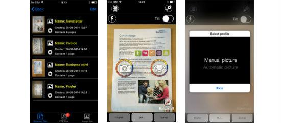 Capturas de pantalla de la aplicación