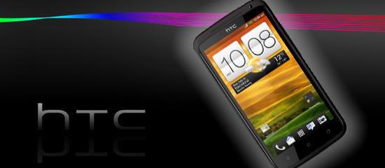 HTC ONE X sobre un fondo negro y una línea colorida por enicma.